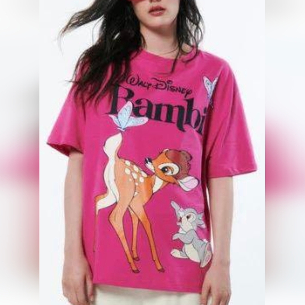 ZARA BAMBI & Thumper DISNEY T-SHIRT pink Women's size Medium